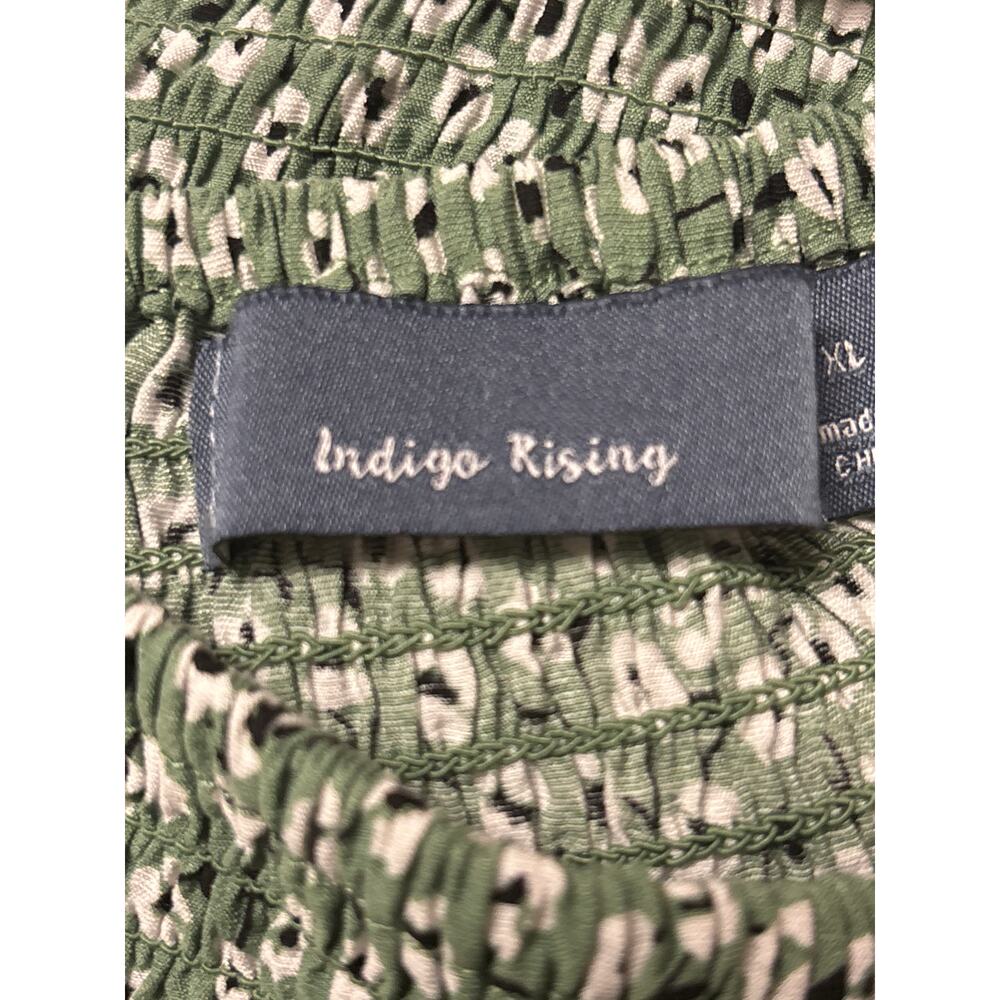Indigo Rising NWOT Floral Peplum Top Size XL Green Smocked Cotton Blend Boho * - Picture 5 of 7